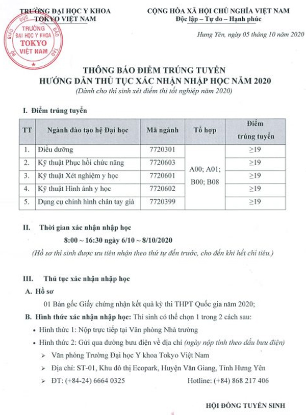 diem-chuan-nam-2020-cua-truong-dai-hoc-y-khoa-tokyo-viet-nam